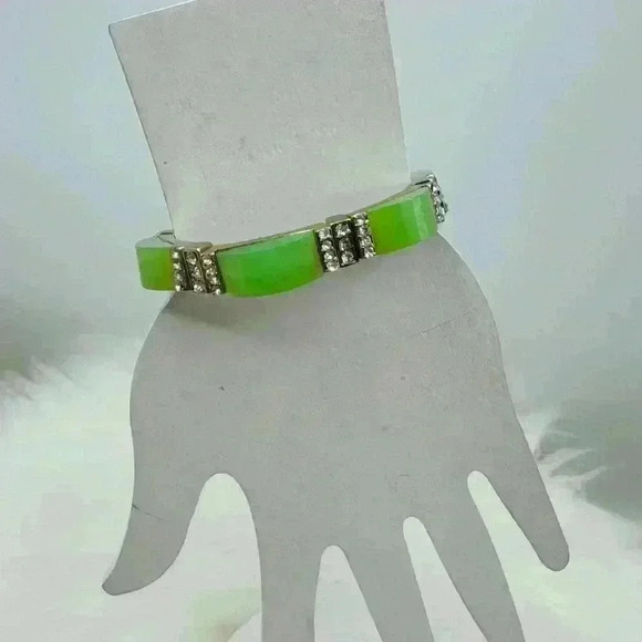 Green & Rhinestone’s Statement Bracelet - Picture 2 of 5
